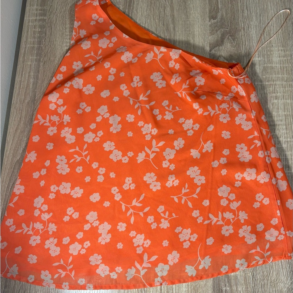 Versona Orange Floral One-Shoulder Top